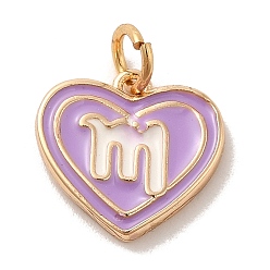 Scorpio Real 18K Gold Plated Brass Enamel Pendants, with Jump Ring, Heart with Constellation Charm, Scorpio, 12x13x1.5mm, Hole: 3.4mm