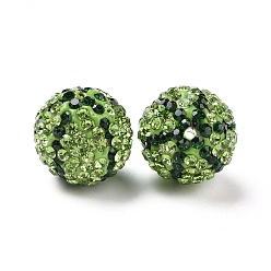 Emerald Polymer Clay Rhinestone Beads, Pave Disco Ball Beads, Round, Emerald, 17mm, Hole: 1.6mm