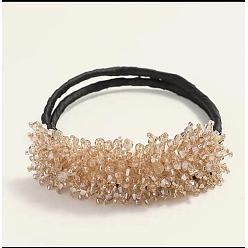 Champagne color (crystal hair curler) Crystal Hair Bun Maker Headband for Easy Updo Hairstyles with Volume and Texture