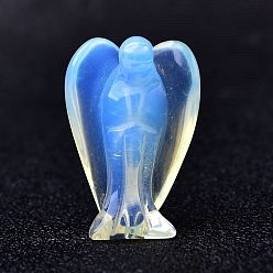 Opalite Opalite Carved Angel Figurines, for Home Office Desktop Feng Shui Ornament, 37~40mm