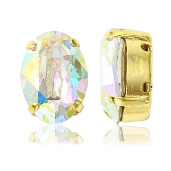 00030 200 Crystal AB Пришивные чашки preciosa® maxima crystal, многожильных ссылки, чешский хрусталь, с настройками латуни, 719 36 410 овальный, золотые, 00030 200 кристалл аб, 14x10 мм