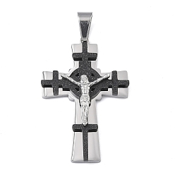 (52) Непрозрачная лаванда 304 подвески из нержавеющей стали, амулет в виде распятия Иисуса, разноцветные, 42x28x5.5 мм, отверстие : 7x4 мм