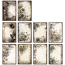 Coffee 30 Sheets 10 Styles Rose Flower Scrapbook Paper Pads, for DIY Album Scrapbook, Background Paper, Diary Decoration, Coffee, Packing: 175x100x4mm, 3 sheets/style