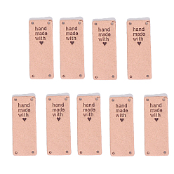 Light Salmon Microfiber Label Tags, with Holes & Word handmade with, for DIY Jeans, Bags, Shoes, Hat Accessories, Rectangle, Light Salmon, 50x20mm