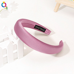 Ice silk sponge hairband - red bean paste. Шикарная широкая повязка на голову для женщин - однотонные аксессуары для волос с высокой короной и элегантным стилем