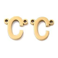 Letter C Ion Plating(IP) 304 Stainless Steel Connector Charms, Letter, Letter C, 10.5x10x1.5mm, Hole: 1.2mm