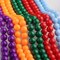 Mixed Color Painted Glass Bead Strands, Baking Paint, Round, Mixed Color, 6mm, Hole: 1.3~1.6mm, about 133pcs/strand, 31.4 inch