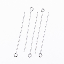 Stainless Steel Color 304 Stainless Steel Eye Pin, Stainless Steel Color, 36x0.5mm, Hole: 2mm, Pin: 0.5mm