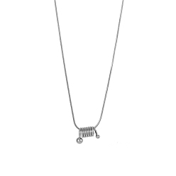 Нержавеющая Сталь Цвет 304 ожерелья с подвеской в виде спиральной пружины из нержавеющей стали, цвет нержавеющей стали, 16.93 дюйм (43 см)