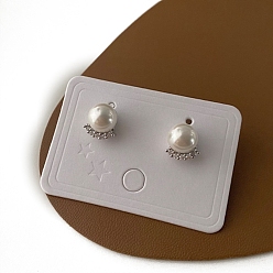Ronde Boucles d'oreilles en alliage de strass pour femmes, avec perles d'imitation et épingle en argent sterling, ronde, 925mm