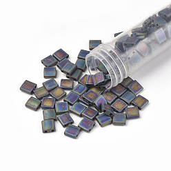 (TL401FR) Матовый Черный AB Миюки тила бусины, японский бисер, 2-луночное, (tl 401 fr) черный матовый, 5x5x1.9 мм, отверстие : 0.8 мм, Около 118 шт / 10 г