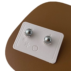 Ronde Boucles d'oreilles en alliage de strass pour femmes, avec perles d'imitation et épingle en argent sterling, ronde, 925mm