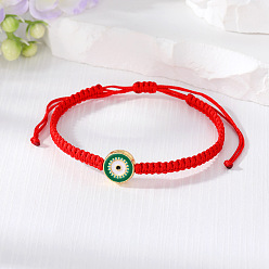 Green (large size) Colorful Vintage Eye Handmade Red Rope Braided Bracelet Jewelry with Demon Eye Charm