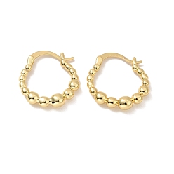Real 18K Gold Plated Rack Plating Brass Beaded Oval Hoop Earrings for Women, Cadmium Free & Lead Free, Real 18K Gold Plated, 21x23x5mm, Pin: 1mm