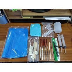 Mixed Color Olycraft Silicone Tool Sets, with Plastic Scraper Tool Sets, 100ml Measuring Cup, Large Silicone Pad Mat, 12ml Plastic Injection Syringe and Stainless Steel Beading Tweezer, Mixed Color, 64x39.5x20mm