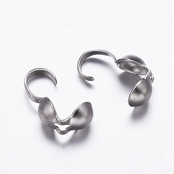 Нержавеющая Сталь Цвет Устойчивы к потускнению 304 гладкая поверхность наконечников бусин из нержавеющей стали, Калотте заканчивается, крышка раскладушки, цвет нержавеющей стали, 9.5x4 мм