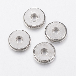 Stainless Steel Color 304 Stainless Steel Beads, Flat Round, Stainless Steel Color, 10x2.5mm, Hole: 3mm