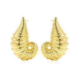 Golden Messing Ohrstecker für Damen, Muschel Form, golden, 39x22 mm