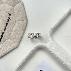 Платина Браслет-манжета из латуни с инкрустацией кубическим цирконием, открытые кольца, крестик, платина, внутренний диаметр: 15~20 мм