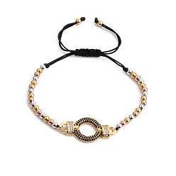 CB00198 Black Zirconia Mixed Color Chain Sparkling Multicolor Beaded Chain Bracelet with Copper and Zirconia Accents