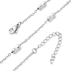 Нержавеющая Сталь Цвет 304 ожерелья из костяных цепочек из нержавеющей стали, цвет нержавеющей стали, 17.95 дюйм (45.6 см)