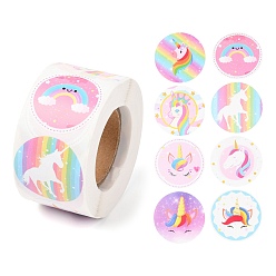 Horse 8 Styles Horse Paper Stickers, Self Adhesive Roll Sticker Labels, for Envelopes, Bubble Mailers and Bags, Flat Round, Horse Pattern, 2.5cm, about 500pcs/roll