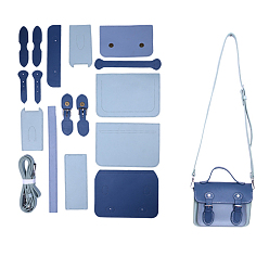 Light Steel Blue DIY Knitting Crochet Bag Making Kit, Including Cowhide Leather Bag Accessories, Light Steel Blue, 6.5x18.5x14.5cm