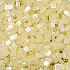 (HTL513) Butter Cream Ceylon MIYUKI Half TILA Beads, Japanese Seed Beads, 2 Hole, (HTL513) Butter Cream Ceylon, 5x2.3x1.9mm, Hole: 0.8mm, about 12500pcs/500g