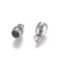 Stainless Steel Color 201 Stainless Steel Cord Ends, End Caps, Stainless Steel Color, 8x4.5mm, Hole: 1.8mm, Inner Diameter: 3mm