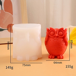 White 3D No Hearing Owl Scented Candle Silicone Molds, Candle Making Molds, Aromatherapy Candle Mold, White, 7.5x9cm, Inner Diameter: 6.4x8.5cm