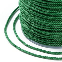 Green Macrame Cotton Cord, Braided Rope, with Plastic Reel, for Wall Hanging, Crafts, Gift Wrapping, Green, 1.2mm, about 49.21 Yards(45m)/Roll