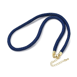 Marine Blue Ployester Core-Wrapped Round Cord Necklace Making, with Brass Finding, Golden, Marine Blue, 17.72x0.18 inch(45x0.45cm)