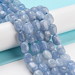 Light Steel Blue Natural Quartz Beads Strands, Dyed, Faceted, Oval, Light Steel Blue, 8~12x7~10x7~9mm, Hole: 1.2mm, about 35pcs/strand, 14.96''(38cm)