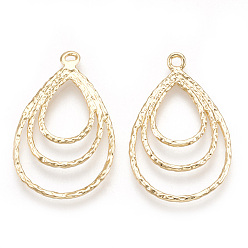 Real 18K Gold Plated Brass Pendants, Real 18K Gold Plated, teardrop, 30.5x19x1mm, Hole: 1.8mm