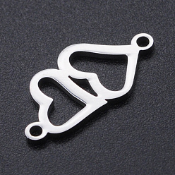 Stainless Steel Color 201 Stainless Steel Links connectors, Laser Cut Links, Heart, Stainless Steel Color, 19x9.5x1mm, Hole: 1.4mm