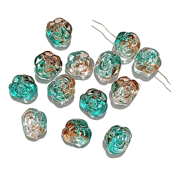 Turquoise Moyen Perles de verre tchèques, rose, turquoise moyen, 12x12mm