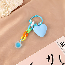 Blue Colorful Detachable Resin Heart Keychain Bag Charm Pendant Accessory Gift