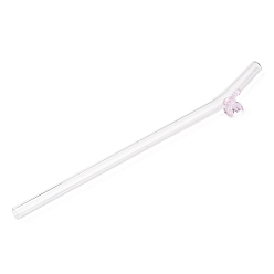 Бледно-Розовый Стеклянные трубочки для питья ручной работы, соломинки-бабочки, розовый жемчуг, 198x16.5x12.5 мм