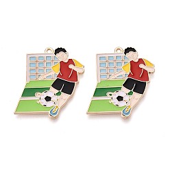 Разноцветный Подвески из эмали и сплава, футбол и человеческое обаяние, золотые, красочный, 30x26x1 мм, отверстие : 1.2 мм