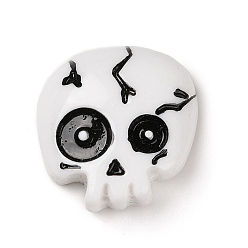 White Skull Halloween Opaque Resin Decoden Cabochons, Halloween Jewelry Craft, White, 23.5x23x8mm