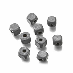 Серебро Спрей окрашены деревянные бусины, квадратный, серебряные, 6x6x6 мм, отверстие : 1.6~2 мм