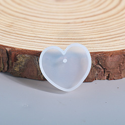Clear Heart Food Grade Silicone Pendant Molds, Resin Casting Molds, for UV Resin, Epoxy Resin Craft Making, Clear, 35x35mm