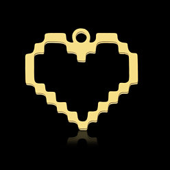 Real 18K Gold Plated 201 Stainless Steel Pendants, Heart, Real 18K Gold Plated, 16x18x1mm, Hole: 1.4mm
