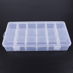 Clear 18 Grids Transparent Plastic Removable Bead Containers, with Lid, Rectangle, Clear, 23.5x12.5x4cm