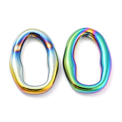 Rainbow Color 304 нержавеющей стали связывающий кольца, неправильный овал, Радуга цветов, 19.5x13.5x3.5 мм, внутренний диаметр: 15x7 мм
