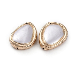 Shell Pearl Electroplated Shell Pearl Beads, with Brass Findings, Teardrop, 20.5x15x5mm, Hole: 0.8mm