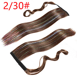 2/30# Magic Tape Wrapped Golden Straight Hair Ponytail Extension with Volume and Natural Look for Women