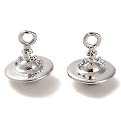 Real Platinum Plated Rack Plating Brass Planet Charms, Saturn, Real Platinum Plated, 10.5x9mm, Hole: 1.6mm