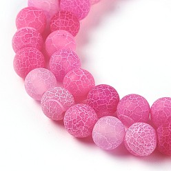 Hot Pink Natural Weathered Agate Beads Strands, Dyed & Heated, Round, Hot Pink, 8mm, Hole: 1.2mm, about 48pcs/strand, 14.37 inch