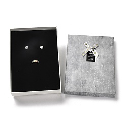 Light Grey Cardboard Jewelry Big Set Boxes, with Sponge Inside, Rectangle with Bowknot, Light Grey, 18.1x13.2x3.9cm